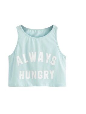 Light Blue 'Always Hungry' Cropped Top